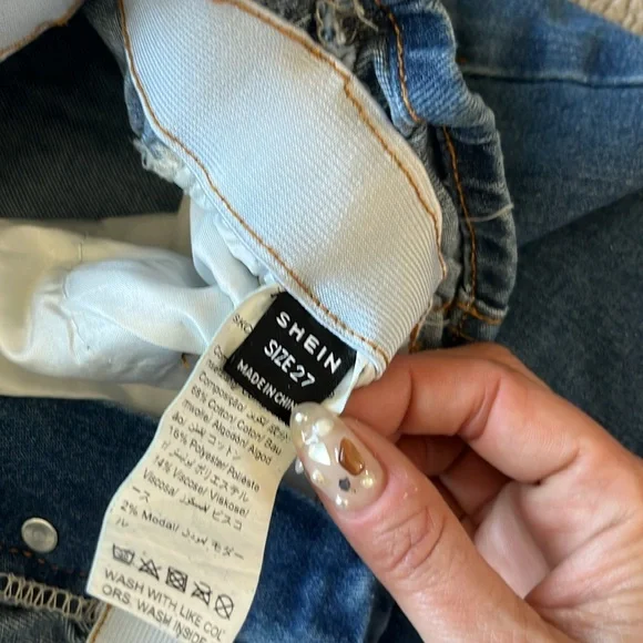 SHEIN Elastic Cinch Waist Button Fly Jeans - 27 - Picture 3 of 7